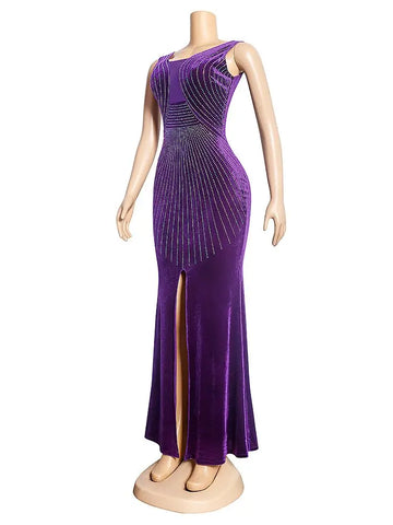 Image of Elegant African Evening Dresses Sleeveless Bodycon Sexy Slim Long Dress Wedding Party Gowns Fashion Women Kaftan Turkish Outfits-FrenzyAfricanFashion.com