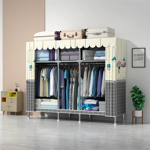 Image of Wardrobe Wardrobe with 23MM Steel Pipe Bedroom Foldable Cloth Wardrobe-FrenzyAfricanFashion.com