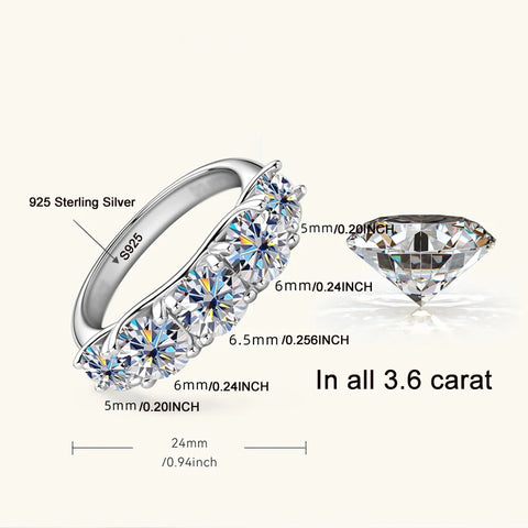 Image of 100% Original 925 Sterling Silver Rings Luxury 3.6ct Diamond Moissanite Rings for Women Proposal Wedding Band Gift Jewelry-FrenzyAfricanFashion.com