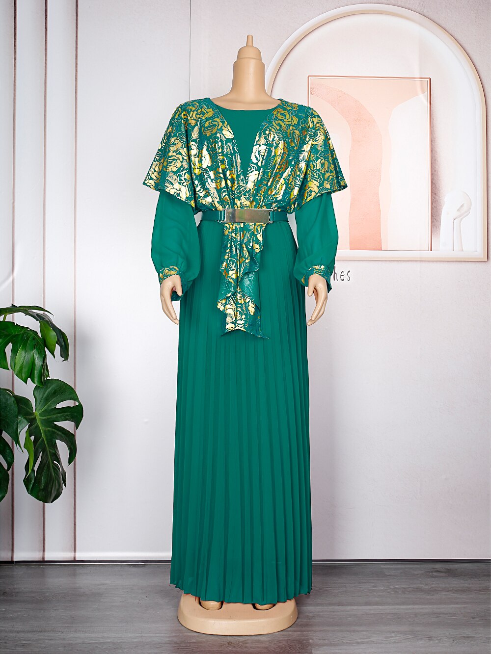 Chiffon Dresses Women Plus Size Evening Party Long Dress Dashiki Print Muslim Abaya Kaftan-FrenzyAfricanFashion.com