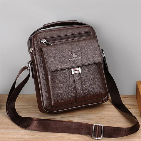 Image of Men's Genuine Leather Crossbody Shoulder Bags High quality Tote Fashion Business Man Messenger Bag Leather Bags fanny pack-FrenzyAfricanFashion.com