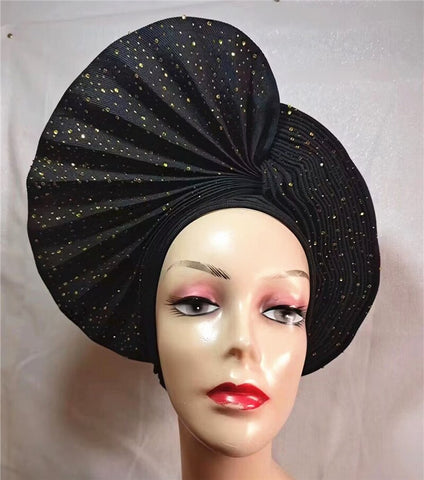 Image of sego gele headtie turbans for women hats for women auto gele headtie already made 2022 aso oke fashion bonnets head wraps-FrenzyAfricanFashion.com