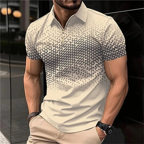 Image of Summer Men Short Sleeve Polo Shirt Fashion 3D T-Shir Lapel Golf Shirt Casual-FrenzyAfricanFashion.com