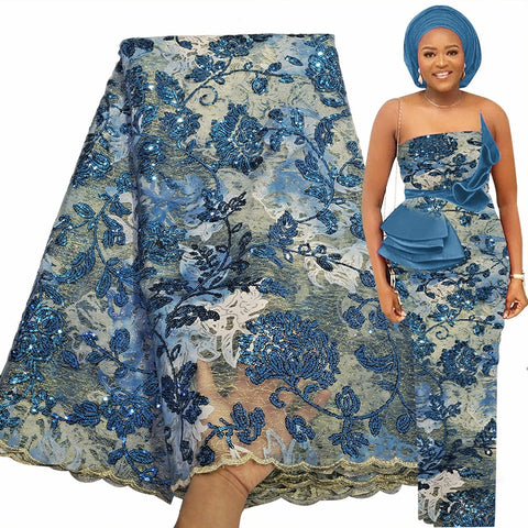 Image of Luxury African Lace Fabric 5 Yards-FrenzyAfricanFashion.com