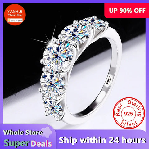 Image of 100% Original 925 Sterling Silver Rings Luxury 3.6ct Diamond Moissanite Rings for Women Proposal Wedding Band Gift Jewelry-FrenzyAfricanFashion.com