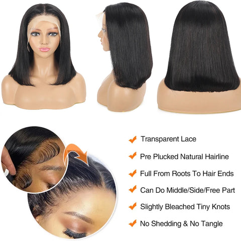 Image of Straight Bob Wig Lace Closure Human Hair-FrenzyAfricanFashion.com