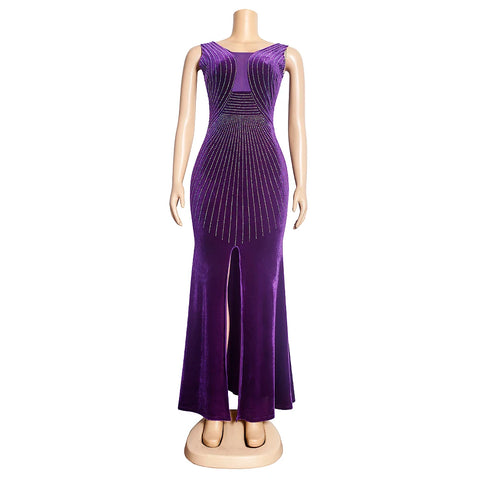 Image of Elegant African Evening Dresses Sleeveless Bodycon Sexy Slim Long Dress Wedding Party Gowns Fashion Women Kaftan Turkish Outfits-FrenzyAfricanFashion.com