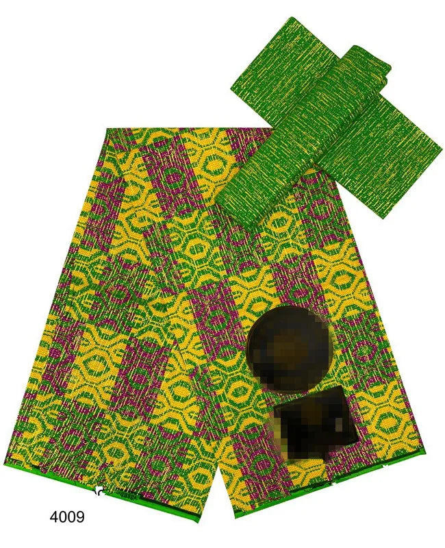 Ankara African Fabric kente gold Real Wax Dress Craft DIY Cotton 4+2yards-FrenzyAfricanFashion.com