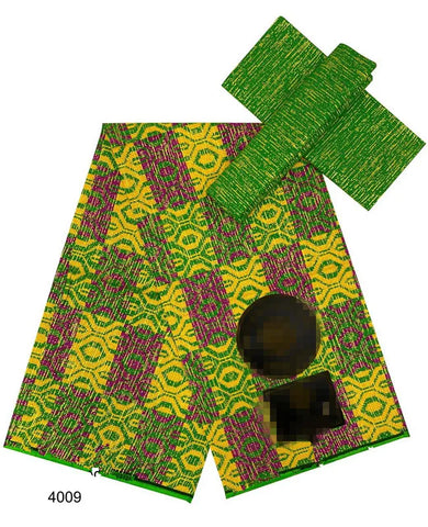 Image of Ankara African Fabric kente gold Real Wax Dress Craft DIY Cotton 4+2yards-FrenzyAfricanFashion.com