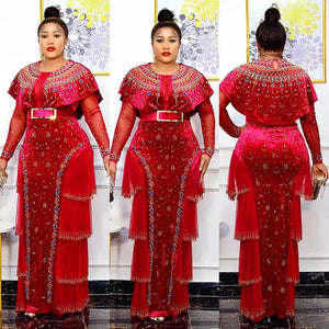 2022 Bodycon Long Maxi Dress African Dresses for Women Sexy Spring African Women Long Sleeve Plus Size Long Dress-FrenzyAfricanFashion.com