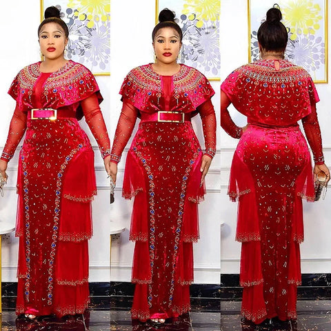 Image of 2022 Bodycon Long Maxi Dress African Dresses for Women Sexy Spring African Women Long Sleeve Plus Size Long Dress-FrenzyAfricanFashion.com