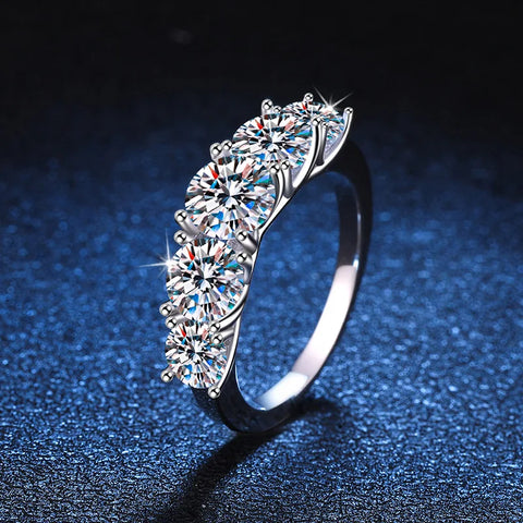 Image of Women's Luxury Silver 925 Rings Sparkling 3.6ct Diamond Moissanite Rings for Bride Engagement Wedding Band Gift Jewelry-FrenzyAfricanFashion.com