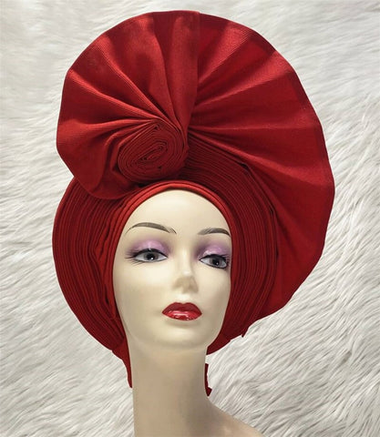 Image of sego gele headtie turbans for women hats for women auto gele headtie already made 2022 aso oke fashion bonnets head wraps-FrenzyAfricanFashion.com