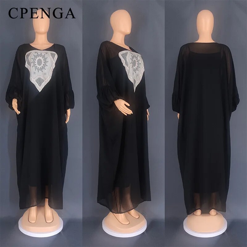 Chiffon Dresses Women Party Black Muslim Abaya Clothing-FrenzyAfricanFashion.com