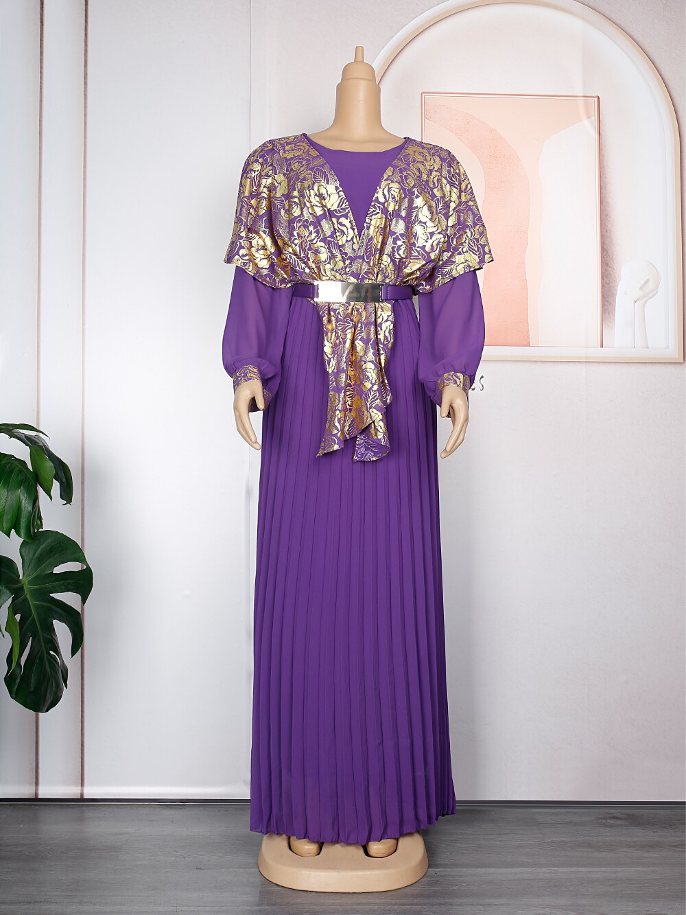 Chiffon Dresses Women Plus Size Evening Party Long Dress Dashiki Print Muslim Abaya Kaftan-FrenzyAfricanFashion.com