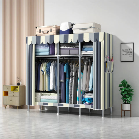 Image of Wardrobe Wardrobe with 23MM Steel Pipe Bedroom Foldable Cloth Wardrobe-FrenzyAfricanFashion.com