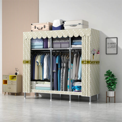 Image of Wardrobe Wardrobe with 23MM Steel Pipe Bedroom Foldable Cloth Wardrobe-FrenzyAfricanFashion.com