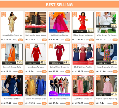 Image of Elegant African Dresses for Women 2024 New Africa Clothing Plus Size Turkey Wedding Party Long Dress Dashiki Ankara Outfits Robe-FrenzyAfricanFashion.com