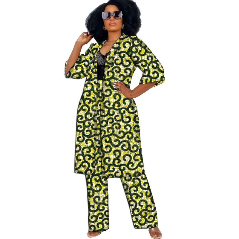 Women Clothing Set Half Sleeve Tops With Straight Pants Ankara Outfits-FrenzyAfricanFashion.com