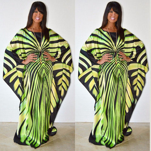 Image of Luxury Dubai Kaftan Abaya Muslim Maxi Dress zebra Stripe print-FrenzyAfricanFashion.com