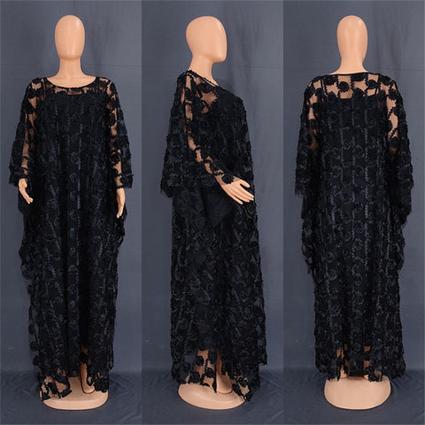 Image of Lace Dresses for Women Dashiki Boubou Robe-FrenzyAfricanFashion.com