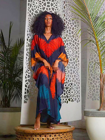 Image of Vintage Boho Print Dress Plus Size Long Kaftan-FrenzyAfricanFashion.com