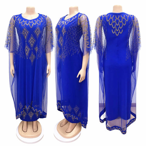 Image of Two-Piece Dresses Women Mesh Caftan Abaya Robe Clothes-FrenzyAfricanFashion.com