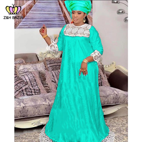 Image of Bazin Riche Swiss Voile Lace Long Dresses Women Party Dashiki-FrenzyAfricanFashion.com