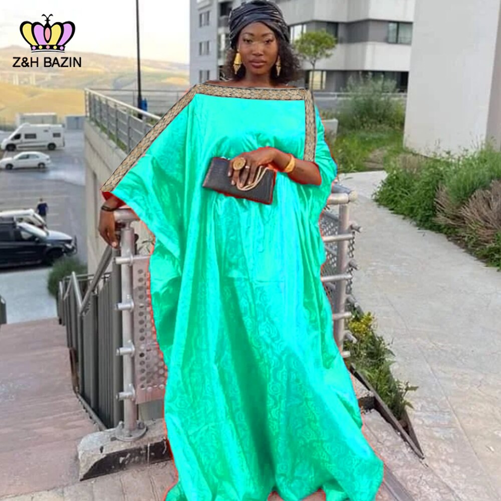 Wedding Traditional Clothing Free Size Bazin Riche Dress-FrenzyAfricanFashion.com