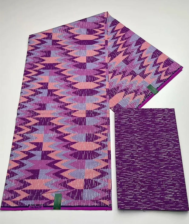 Kente Cotton African Print Wax Fabric 4+2yards Nigeria Ghana Style Sewing Dress Craft DIy-FrenzyAfricanFashion.com