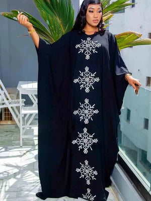 Fashion African Women Large Size Muslim Islamic Style Daily Clothing Long Dresses Silk Stain Women Evening Gowns Qatar Clothing-FrenzyAfricanFashion.com