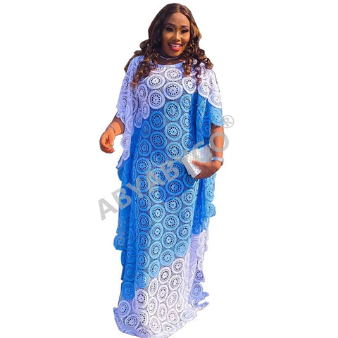 Image of Party DressesWomen Sleeveless Free Size Lace Embroidery Long Maxi Dress African Clothes-FrenzyAfricanFashion.com