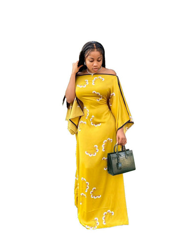 Image of African Women Short Sleeve Long Dress Maxi-FrenzyAfricanFashion.com