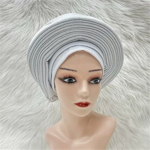 Image of Nigerian gel headgear, with stone bead, already made auto, turban, afro aso ebi gel aso oke, wide brim headgear 7L031502-FrenzyAfricanFashion.com