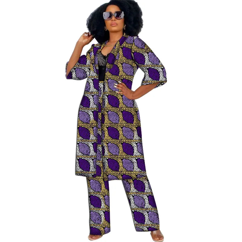 Women Clothing Set Half Sleeve Tops With Straight Pants Ankara Outfits-FrenzyAfricanFashion.com