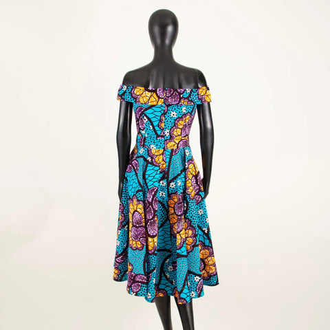 Image of Women Print Off Shoulder Traditional African Clothing Strapless Dress Ankara-FrenzyAfricanFashion.com