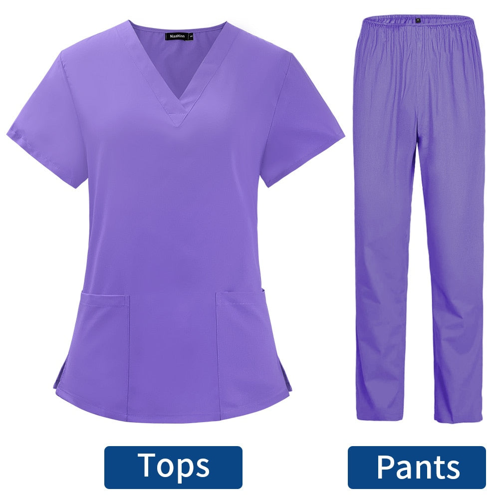 Niaahinn Hospital Wholesale Scrubs Uniforms Nurse Design Short Sleeve Nursing Scrubs Women Men Stylish