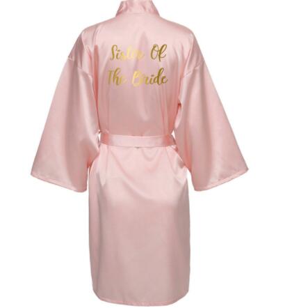 Image of Satin Silk Bride Robe Wedding Robe Bride Bridesmaid Dressing Gown Bridesmaid White Robes Satin Gold Font Gown-FrenzyAfricanFashion.com