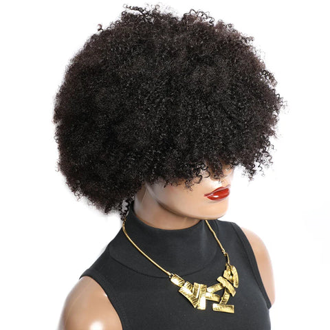 Image of Mongolian Afro Kinky Curly Human Hair Wigs Short Pixie Curl-FrenzyAfricanFashion.com