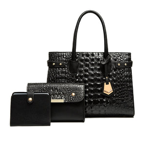 Luxury Croco Pattern Purses and Handbags Set Women Shoulder Designer Brand Leather Crossbody Bag Large Ladies Hand Bags-FrenzyAfricanFashion.com