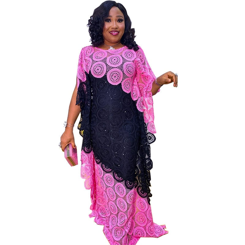 Lace African Dress Layered Evening Long Gown-FrenzyAfricanFashion.com