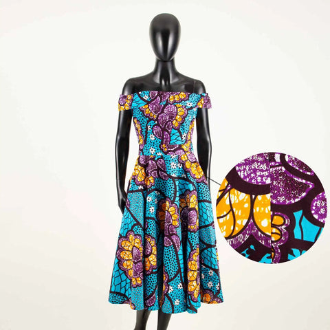 Image of Women Print Off Shoulder Traditional African Clothing Strapless Dress Ankara-FrenzyAfricanFashion.com