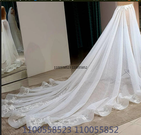 Image of Detachable Wedding train, Removable train, Wedding overskirt, detachable skirt lace appliqué skirt-FrenzyAfricanFashion.com