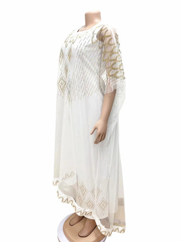 Image of Two-Piece Dresses Women Mesh Caftan Abaya Robe Clothes-FrenzyAfricanFashion.com