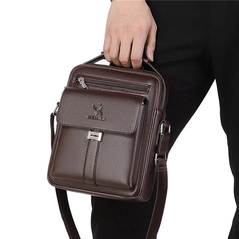 Image of Men's Genuine Leather Crossbody Shoulder Bags High quality Tote Fashion Business Man Messenger Bag Leather Bags fanny pack-FrenzyAfricanFashion.com