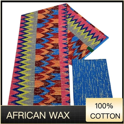 Image of Ankara African Fabric kente gold Real Wax Dress Craft DIY Cotton 4+2yards-FrenzyAfricanFashion.com