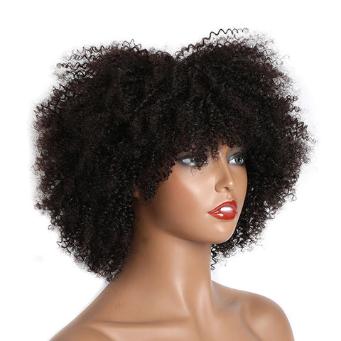 Image of Afro Kinky Curly Wigs Full Brazilian Short Human Wig-FrenzyAfricanFashion.com