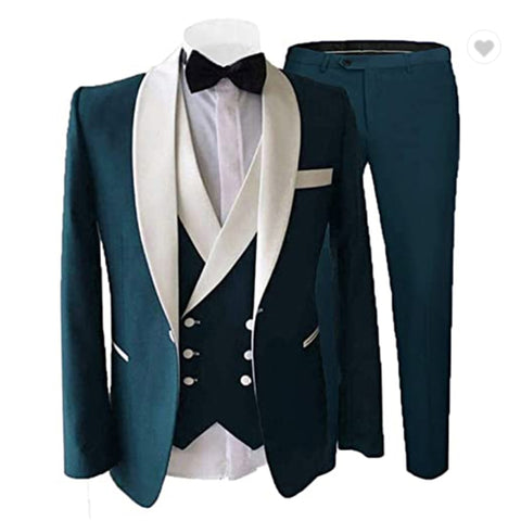 Image of Tailor Made Royal Blue Men&#39;s Suit 2021 Groom Tuxedos Peak Lapel Best Man Suits Mens Wedding Suits (Jacket+Pants+Vest)-FrenzyAfricanFashion.com