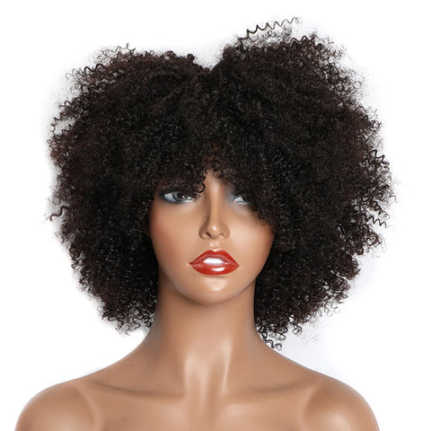 Image of Afro Kinky Curly Wigs Full Brazilian Short Human Wig-FrenzyAfricanFashion.com