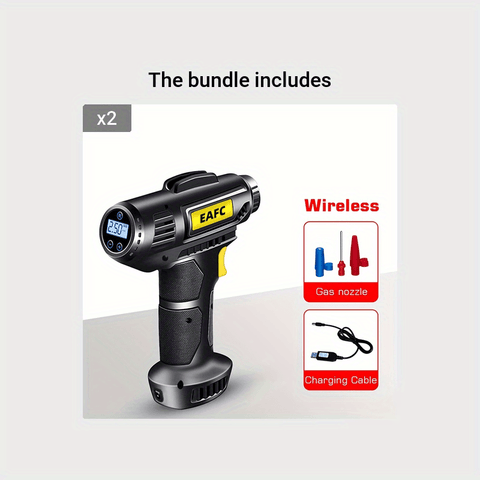 Image of Cordless Air Compressor with Pressure Gauge & Light - Inflates Tires up to 150PSI for Cars, Motorcycles, and Bicycles-FrenzyAfricanFashion.com